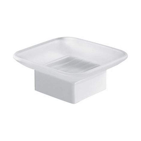 Portasapone quadrato vetro e acciaio inox bianco opaco  CLODE-B kamalu