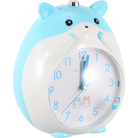 Veemoon Réveil Dessiné Hamster Bleu, Horloge de Bureau Numérique (1/5)