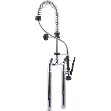 Robinet prélavage - 2 trous - Bec pivotant - 280x280x890mm - 12L/min - Saro