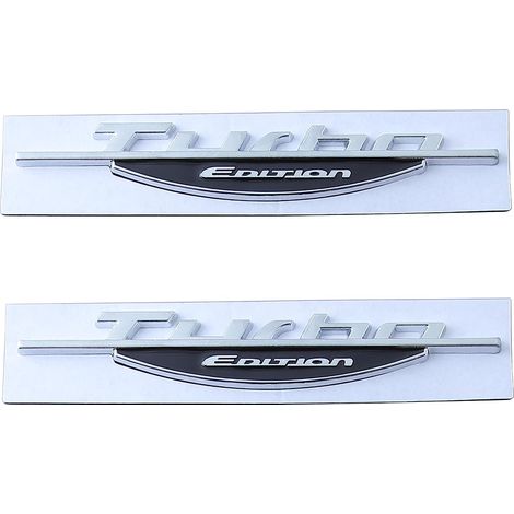 Emblème Turbo Edition - 2 Pièces - ABS Argent Noir - Autocollant Décoration Voiture Universelle - 11,5x2cm (1/5)