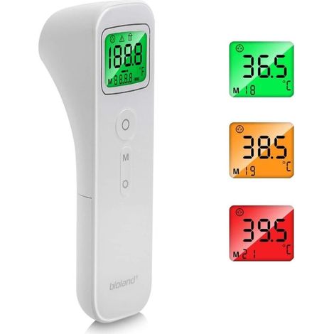 Thermomètre frontal infrarouge numérique sans contact avec écran LCD, idéal pour mesurer la fièvre chez les bébés, enfants et adultes. Précision élevée, fonction mémoire et alerte fièvr (1/5)
