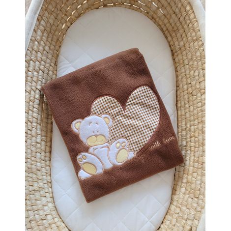 Manta polar para bebés - Milo - Osito de peluche con corazón, marrón (1/3)