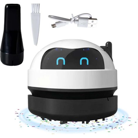 Mini Aspirateur de Table, USB Rechargeable Aspirateur de Bureau Poussière, Portable Mini Aspirateurs de Bureau sans Fil pour Ramasse Miette pour Table Bureaus Coussin Voiture Clavier (Noir) (1/5)