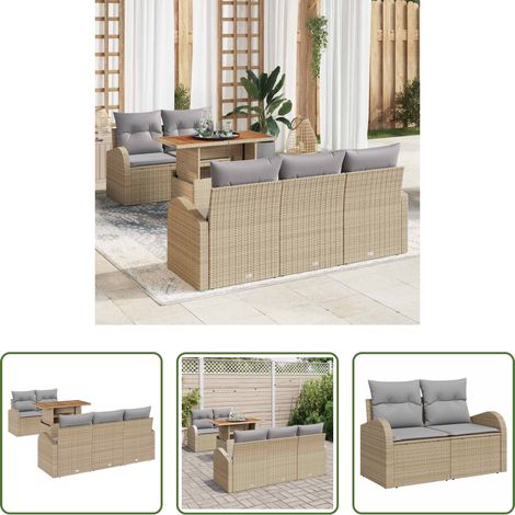 Gartentisch - Garten-Sofa-Set mit Speicher 6 pcs Beige Poly Rattan (1/5)