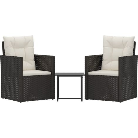 Maison Exclusive - Set Divani da Esterno 3 pz con Cuscini in Polyrattan Nero (1/5)