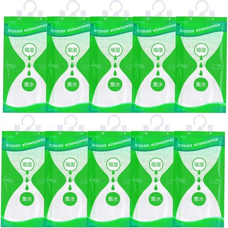 Déshumidificateurs d'armoire Lot de 10 Absorbeur d'Humidité Placard 100g Déshumidificateur Suspendu Anti-Moisissure Sachet Anti Humidité Pour Placards, Voiture, Chambre (1/5)