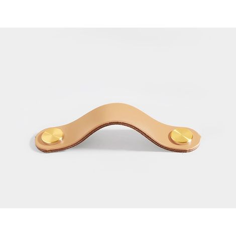 4 tiradores de cuero para muebles, pomo de puerta de armario, pomo de cuero para cajón, tirador vintage para armarios, tocador, cocina y baño (beige, 128 mm)