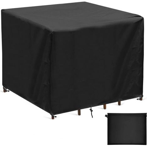Funda cuadrada para mesa de jardín, confeccionada en tejido Oxford 420D, impermeable y resistente al viento, 90 x 90 x 90 cm. (1/5)