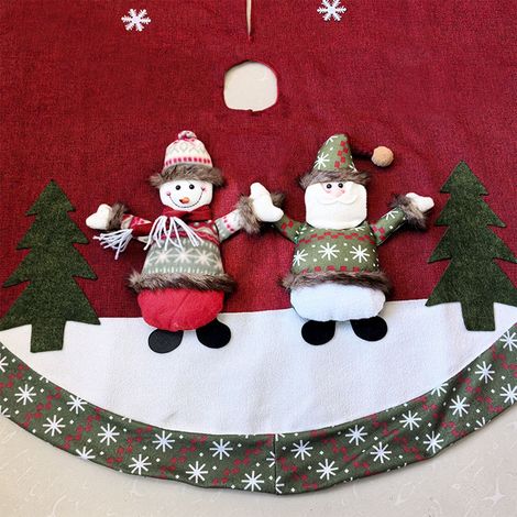 Ardoise Pour Arbre De Noël - 120 Cm De Diamètre - Tissu Polyester - Motif Bonhomme De Neige Et Symboles Festifs - 1 Pièce (1/5)