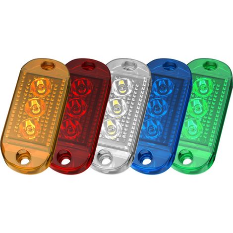 Feu latéral LED 3LED 6LED 2835 6W DC12-24V IP65, feu de signalisation blanc jaune rouge bleu vert, feu d'angle pour camion poids lourd voiture engin de chantier bateau(5pcs) (1/5)