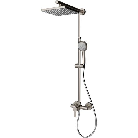 Schulte Duschsystem, DuschMaster Rain mit Einhebelmischer, Farbe: Edelstahl, Kopfbrause eckig