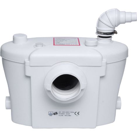 Bathroom 4 Inlet Macerator Waste Pump System, 400W, 270 x 398 x 230mm, White