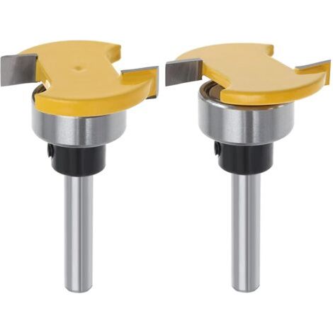 Lot de 2pcs Fraises à Bois à Biscuits à Tige 6mm avec Fraise à Rainure en T Fraise à Rainurer Outil de Travail du Bois pour Bibliothèque 4mm et 6x6.35mm (1/5)