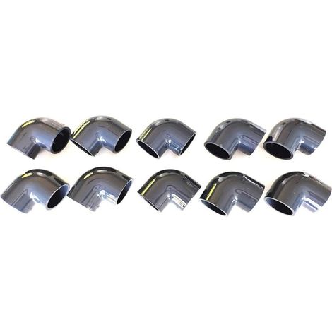 Lot de 10 Coudes 90° 50mm PVC Pression Piscine et arrosage 5cm 50mm