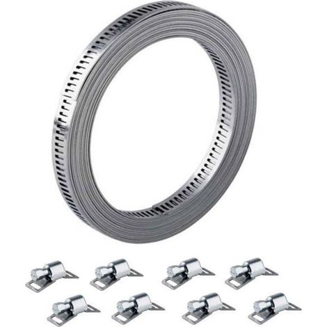 Collier bande ajourée sans fin inox W2B 8mm 8 têtes - 3m - Serflex