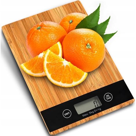 Balanza electrónica táctil de bambú de 5 kg y 1 g