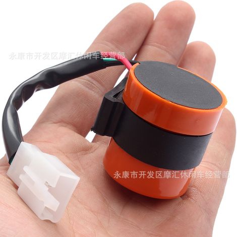 Off-road motorcycle, ATV, beach skateboard, GY6, 3-pin 12V signal flasher, turn signal indicator, buzzer (orange) (1/4)