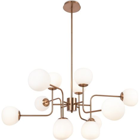 Maytoni Erich Lampadario moderno a sospensione multibraccio oro 12xE14 paralume bianco (1/3)