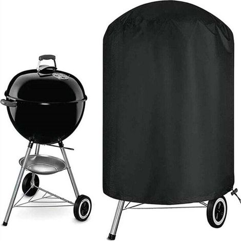 Runde Grillabdeckung für den Außenbereich, UV- und wasserabweisend, 210D Oxford-Gewebe, 61 x 72 cm, passend für die meisten Grills, Schwarz (1/4)