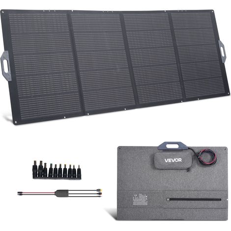 VEVOR Faltbares Solarpanel 400 W, Tragbares Solarladegerät 24 % Hocheffizienz, Monokristallines Solarmodul mit MC4-Ausgang & 10-in-1-DC-Adapter, IP67, für Powerstations, Camping, Wandertouren (1/5)