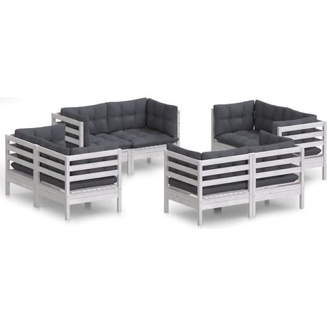 Maison Exclusive - Set Divani da Giardino 8 pz e Cuscini Antracite Legno di Pino (1/5)