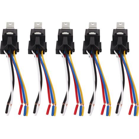 Kit de relais automobile 5 pièces, 5 broches 40A 12V, étanche, Contact en cuivre, harnais de voiture. (1/5)