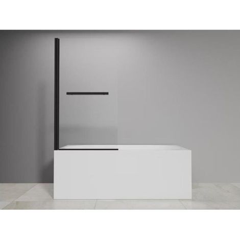 Porte de baignoire GELCO DESIGN MILA 80 x 140 cm Noir mat avec porte-serviettes 48 cm (1/4)