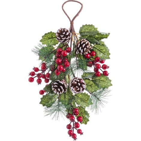 Weihnachtstürhänger, Rot, Grün, Naturfarbener Kunststoff, 43 cm