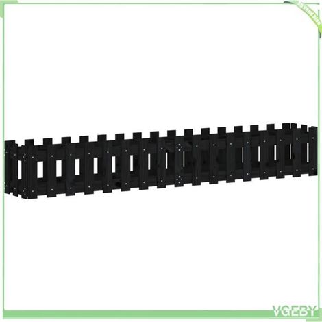 Lit surélevé de jardin - FAFEICY - 832504 - Bois de pin massif - 200 x 30 x 30 cm - Noir (1/5)