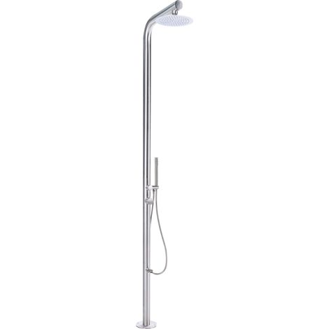Set Doccia Miscelatore da Giardino per Esterni Moderno in Acciaio Inox Color Argento Marudi (1/5)