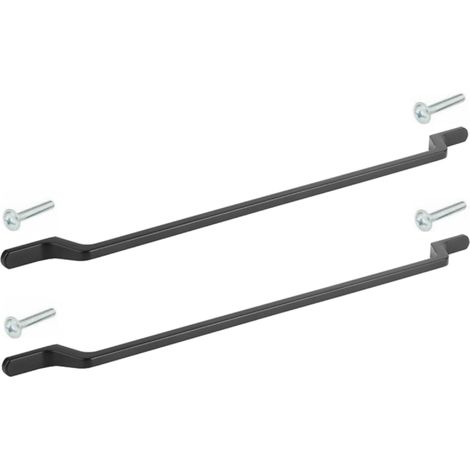 2x Poignée de meuble style scandinave entraxe 128mm longueur 192mm avec vis Moderne Designe Placard Tiroir, zinc noir (1/4)