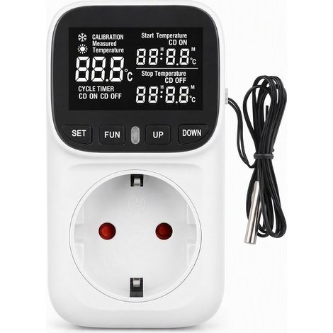 Régulateur de température prise 230 V avec sonde, thermostat pour serre (1/5)
