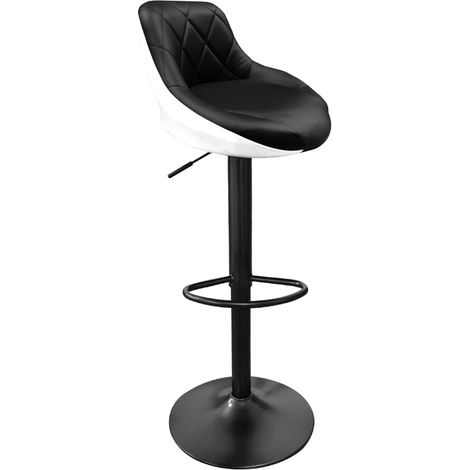 Aga Barhocker Schwarz/Weiß mit Lehne aus Kunstleder 360° drehbar höhenverstellbar, Barstuhl, Küchenhocker, Barhocker, Barstuhl, Bistrohocker (1/5)