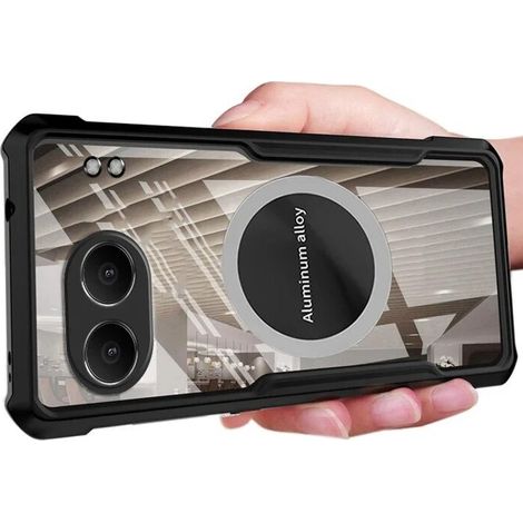 Funda para OnePlus Nord 4, con placa magnética, transparente/negra. (1/3)