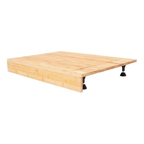 Planche à découper en bambou - Couvre-plaque de cuisson 75 x 54 x 10 cm - Plan de travail de cuisine avec rainures double fonction et pieds amovibles - Couvercle rectangulaire pour plaque de cuisson (1/5)