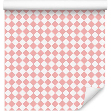 Carta da parati con rombi geometrici color corallo, sfondo corallo 50x1000 cm (1/5)
