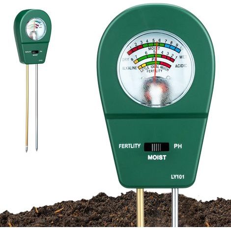3 en 1 Testeur de Sol, Humidimètre Plante, pH, Humidité, Fertilité, PH-Mètre Terre Sans Pile, Appareil d'Analyse pour Plantes d'Intérieur, Potager, Pelouse & Jardin — Hygromètre Sol Portable (1/5)