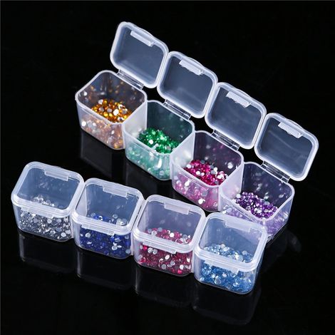 2 verstellbare, transparente Aufbewahrungsboxen aus Kunststoff mit je 28 Fächern für Nagelkunst, Perlenringe, Schmuck und Ohrringe (1/5)