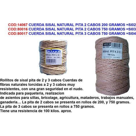 Corda per pita in sisal naturale 3 capi 750 grammi SI05 NOVITÀ I04