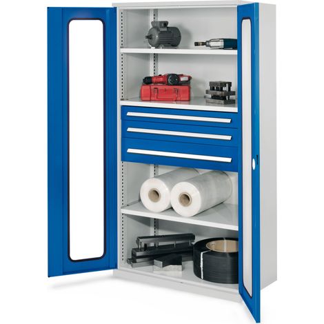 Kappes Schwerlastschränke ohne Mitteltrennwand 1950x1000x600mm Modell 46 Sichtfenstertüren enzianblau