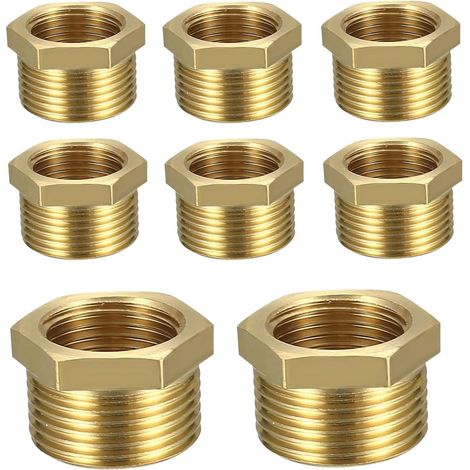 Réducteur en laiton, lot de 8, filetage mâle/femelle 3/4" vers 1/2" Raccord fileté réducteur en laiton, filetage mâle/femelle 3/4" vers 1/2" pour le raccordement de tuyauterie, applications industrie (1/5)