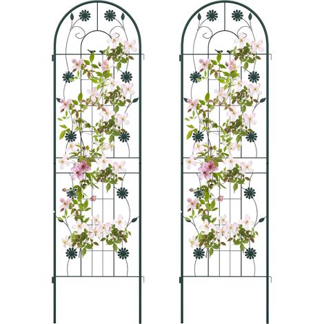 COSTWAY Lot de 2 Treillis de Jardin en Métal 180 x 50 cm, Clôture Décorative pour Plante Grimpante, Grille Fleurs Antirouille pour Jardin, Cour, Patio, Vert (1/5)