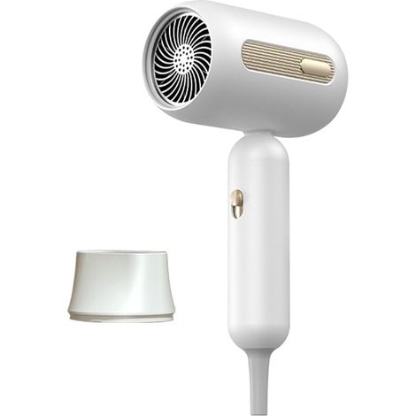 Secador de pelo de temperatura constante, secador de pelo rápido para uso doméstico, compatible con enchufes estándar europeos (blanco, 1 unidad). (1/4)