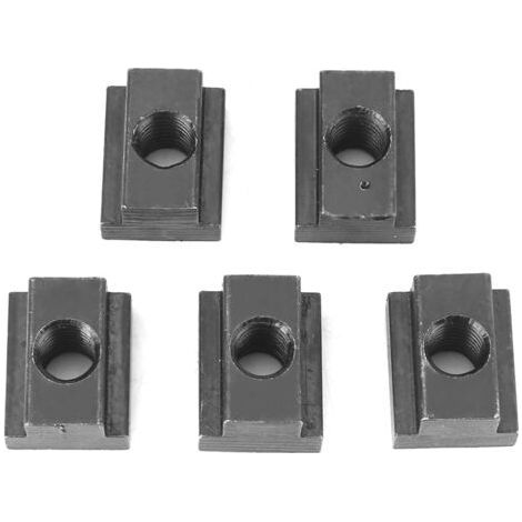 Lot de 5 écrous en T finition oxyde noir filetage M8/10 pour rainures en T dans les tables de machines-outils (M8) (1/5)