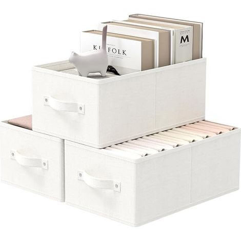 Boîtes de Rangement avec Poignée, 33x23x14 cm, Blanc
