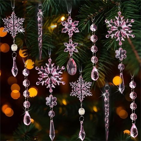Guirlande De Décoration En Acrylique - Flocons De Neige Transparents Pour Arbre De Noël - Idéal Pour Fêtes De Fin D Année Mariage Et Décoration Intérieure - Lot De 18 Pièces (1/5)