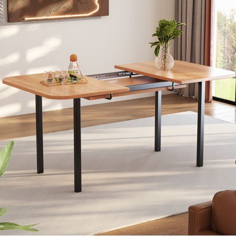 Mesa de comedor extensible 120-160 x 80 x 75 cm en MDF color natural DESVIAE (1/5)