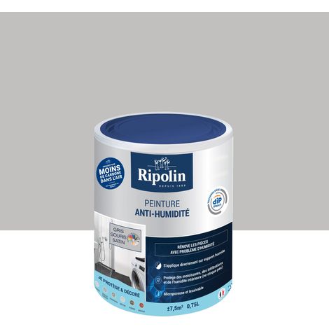 Peinture Anti-Humidité - Satin - 0,75L - Gris Souris - Ripolin (1/5)