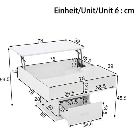 Couchtisch Wohnzimmertisch Aufbewahrung Lift 78x78 OKMYHOME (1/2)