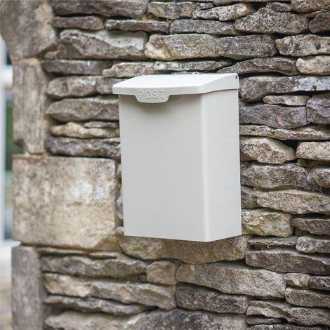 Garden Trading Shipton Clay Cream Letter Post Mail Box With Lock Wall Mounted (1/2)
